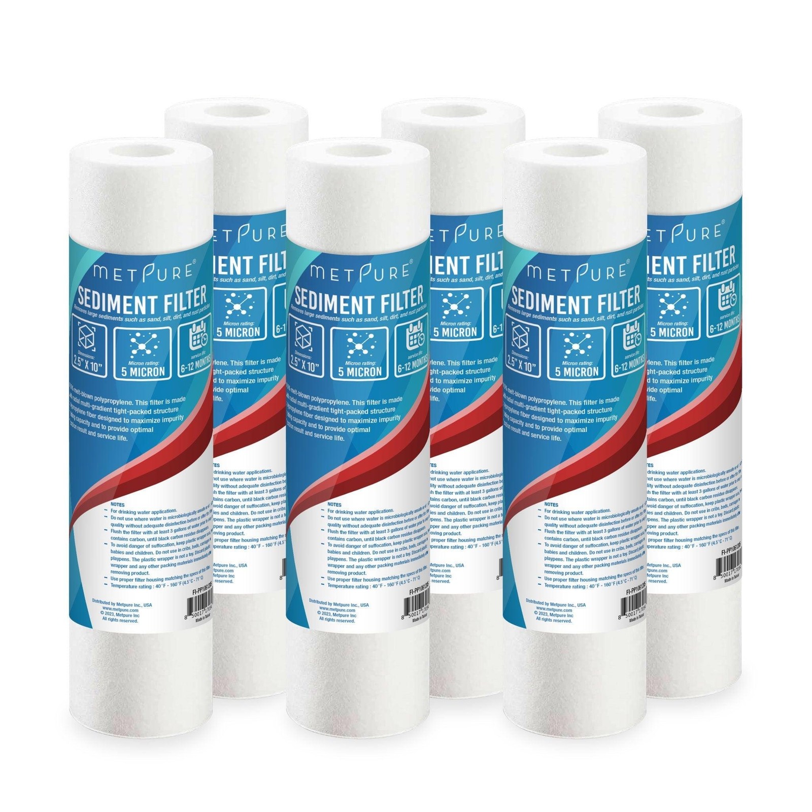1 to 50 PACK 10″ x 2.5″ PP Sediment Water Filter Cartridges 5 Micron