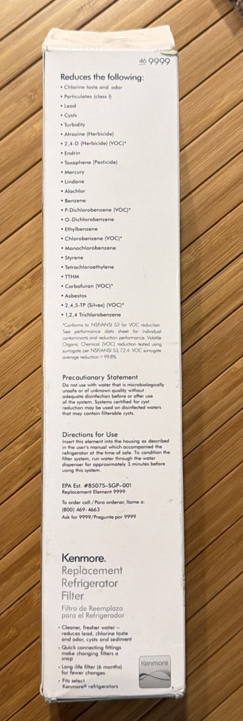 Kenmore Replacement Refrigerator Water Filter 46-9999 New Sealed