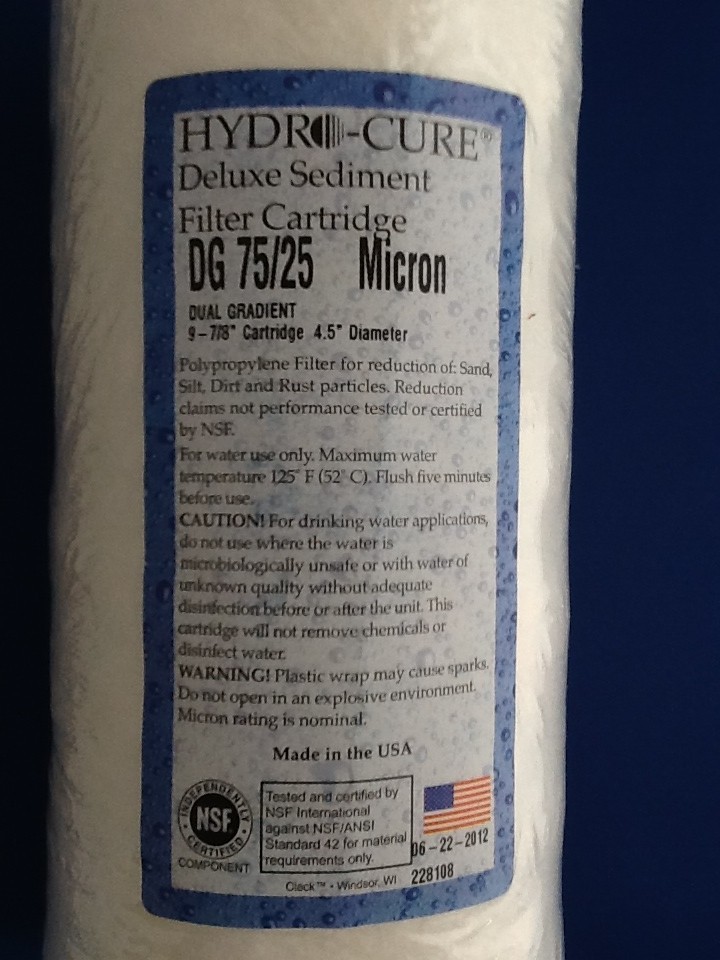 HYDRO CURE DELUXE DG 75/25 BIG BLUE 10″x4.5″ SEDIMENT FILTER – CASE OF 8