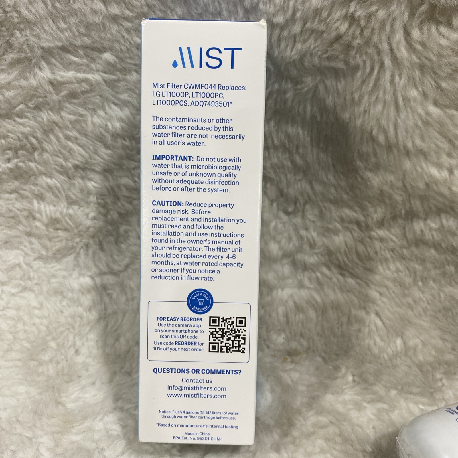 MIST Refrigerator Water Filter for LT1000P ~ LG Compatible -Single Pack