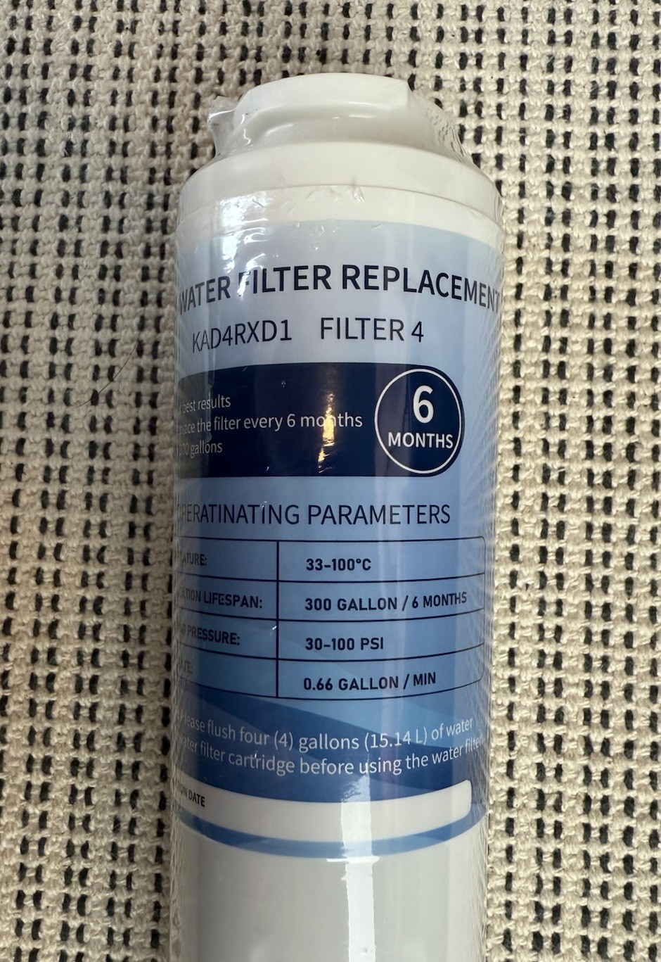 NEW 1 Pack KAD4RXD1 Ice & Water Filter Replacement 6 Months Or 300 Gallons