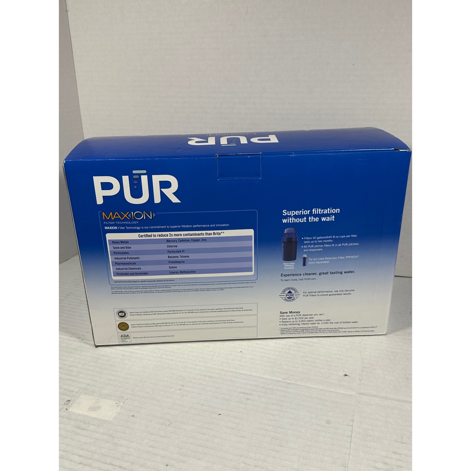 PUR Ultimate30 Cup Water Filter Dispenser MAXION Blue White DS1800Z NEW Open BOX