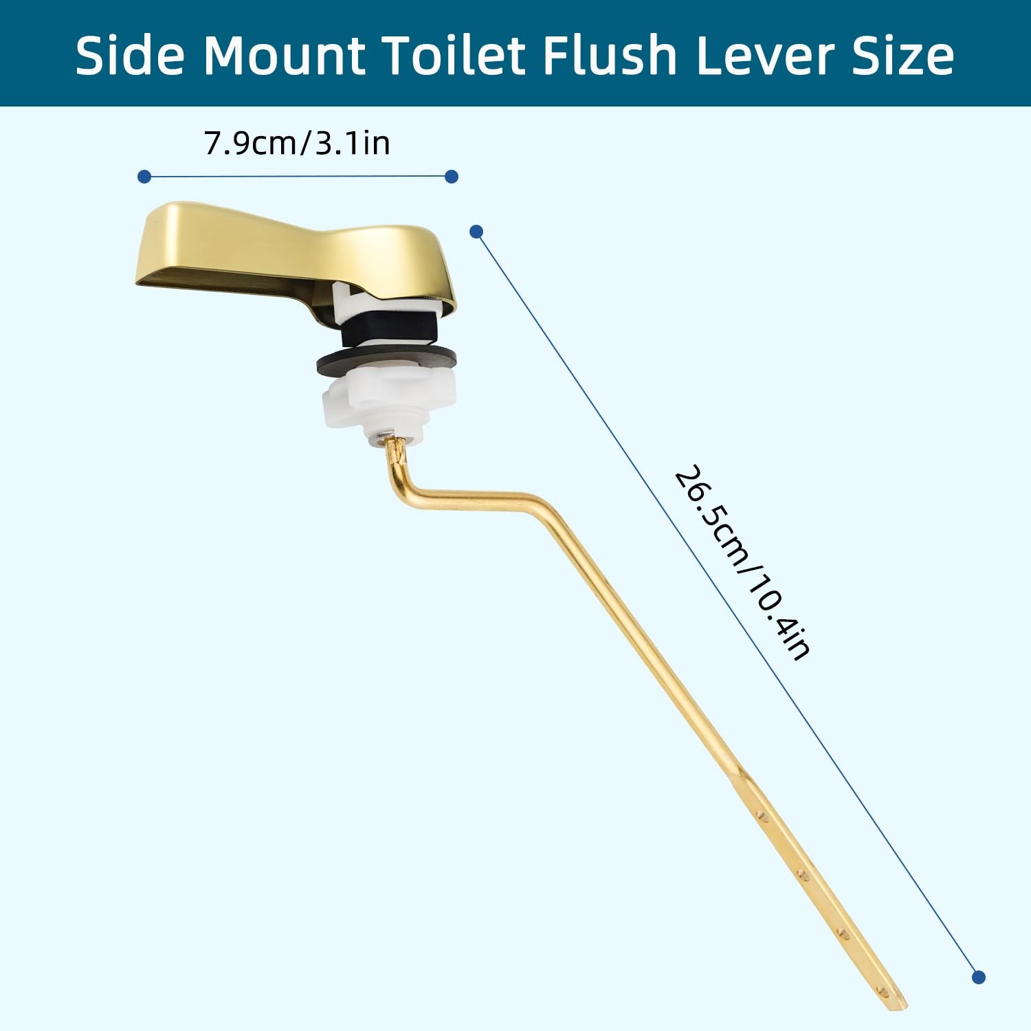 Brushed Gold Universal Metal Toilet Tank Lever Replacement Kit Flapper Chain
