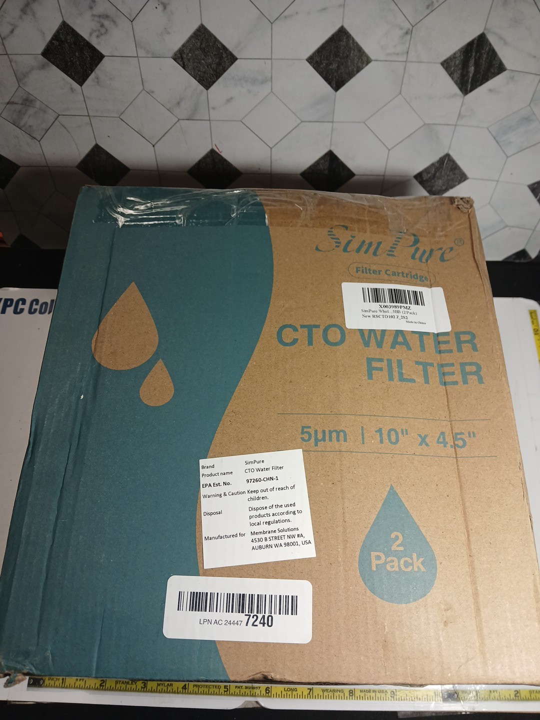 2 Pack SimPure 5 Micron 10 x 4.5-in CTO Carbon Water Filter Whole CTO-F10B-5
