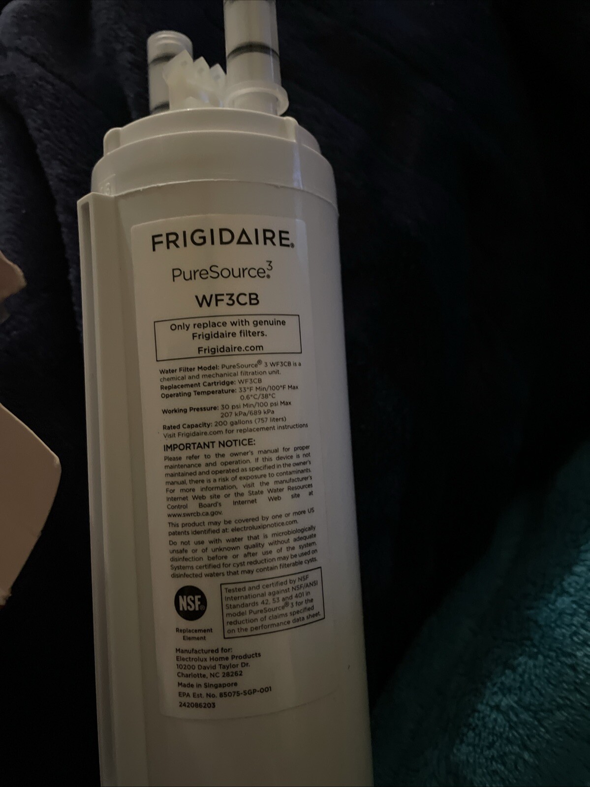 Frigidaire WF3CB Water Filter for Frigidaire Refrigerator – White