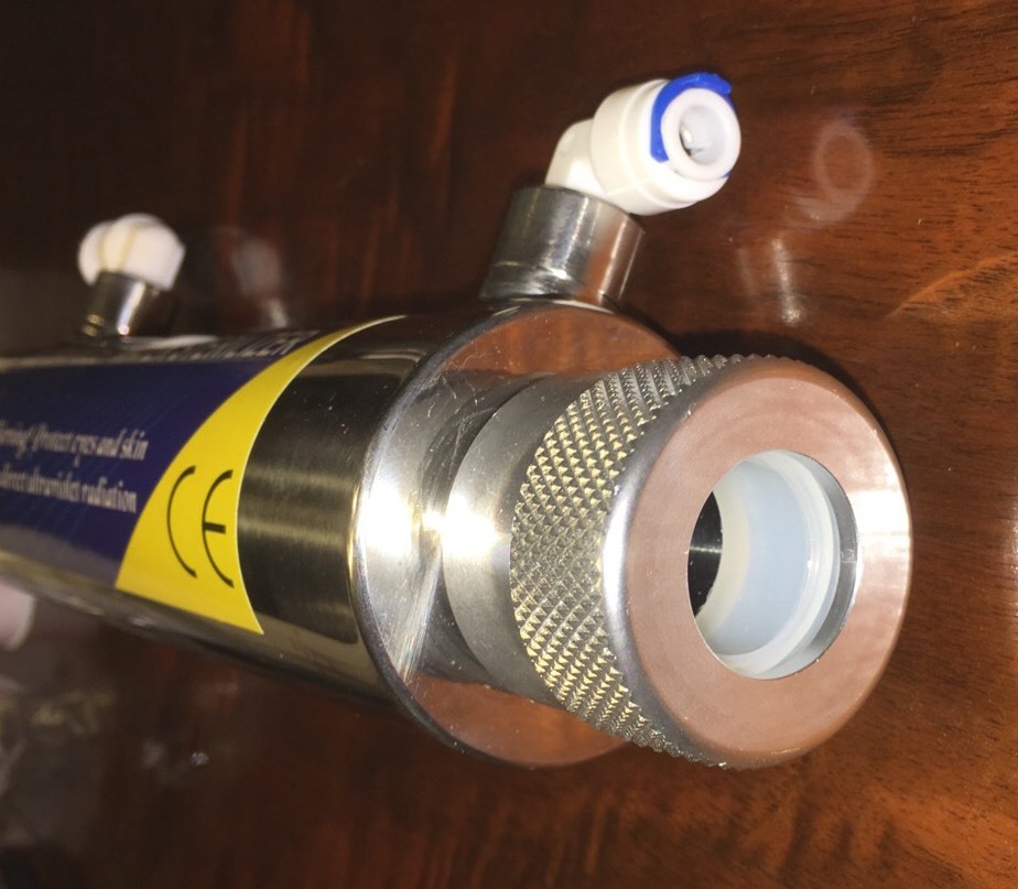 Ultraviolet UV Light Water Filter 6W Stainless Steel Chamber w 1/4″ Fittings