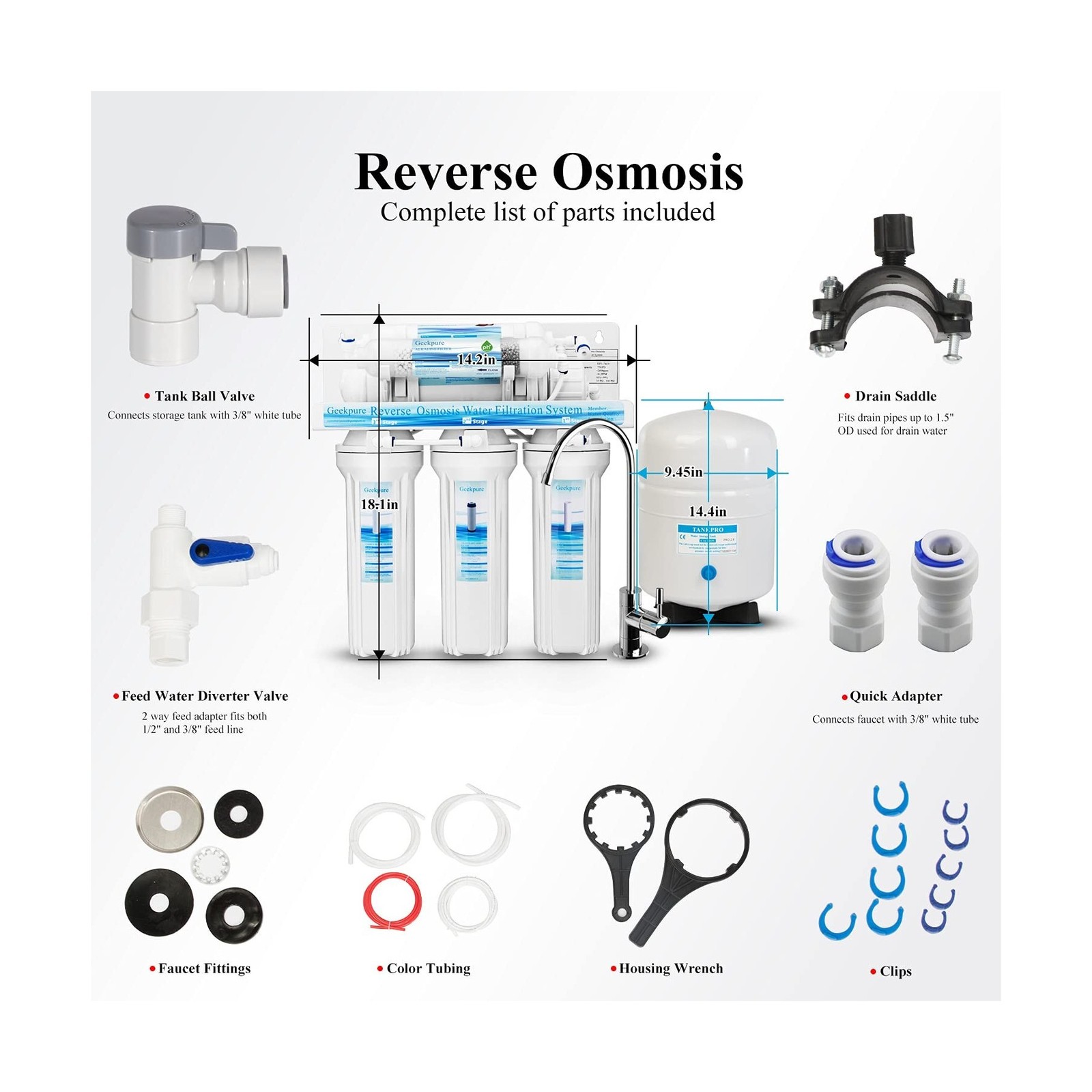 Geekpure 6-Stage Reverse Osmosis RO Drinking Water Filter System with Alkalin…