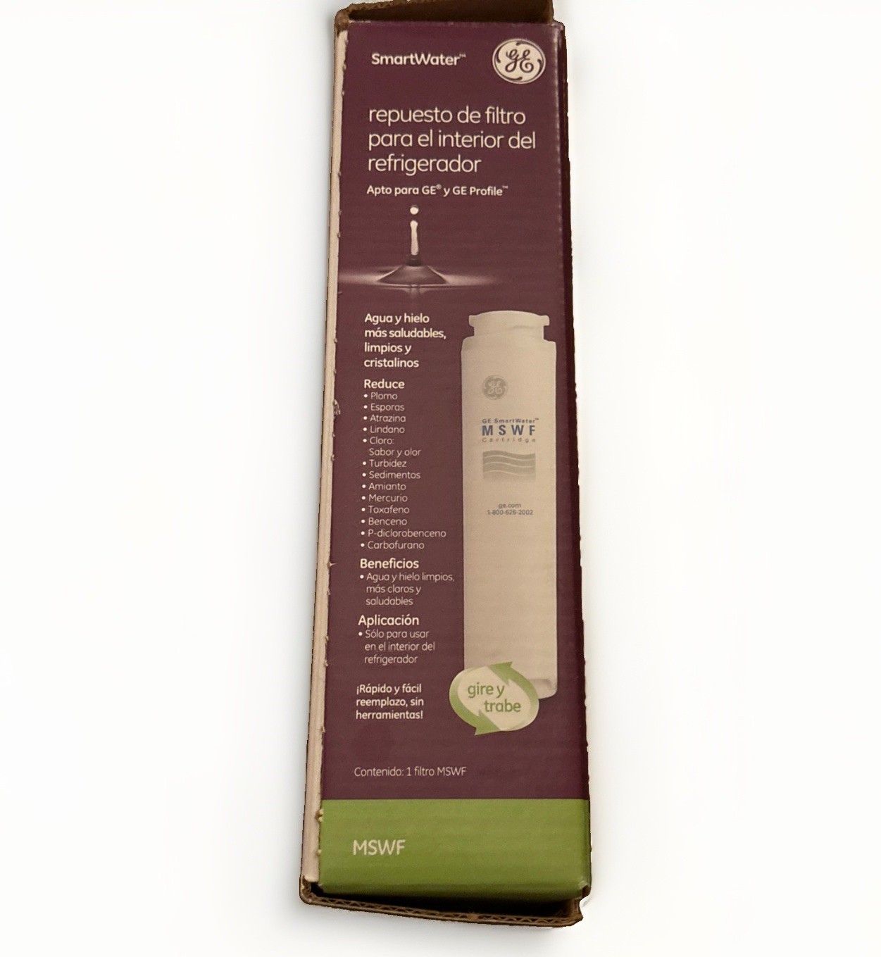 GE MSWF SmartWater Refrigerator Replacement Water Filter New, USA