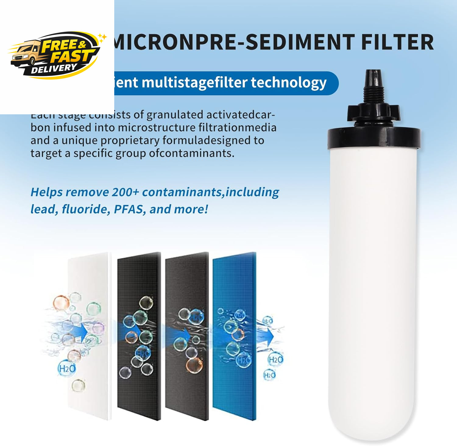 2 Pack 7» Ceramic Water Filter Candle,7 Inch Water Filter Replacement Filters w