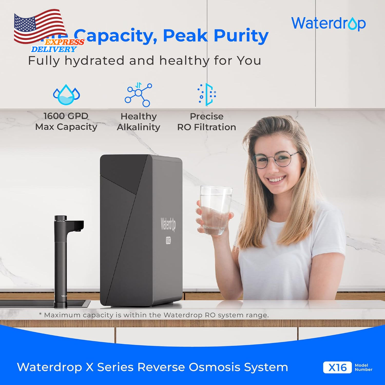 X16-Alkaline Tankless Reverse Osmosis System NSF/ANSI 42&58&372 Certified 1600 G