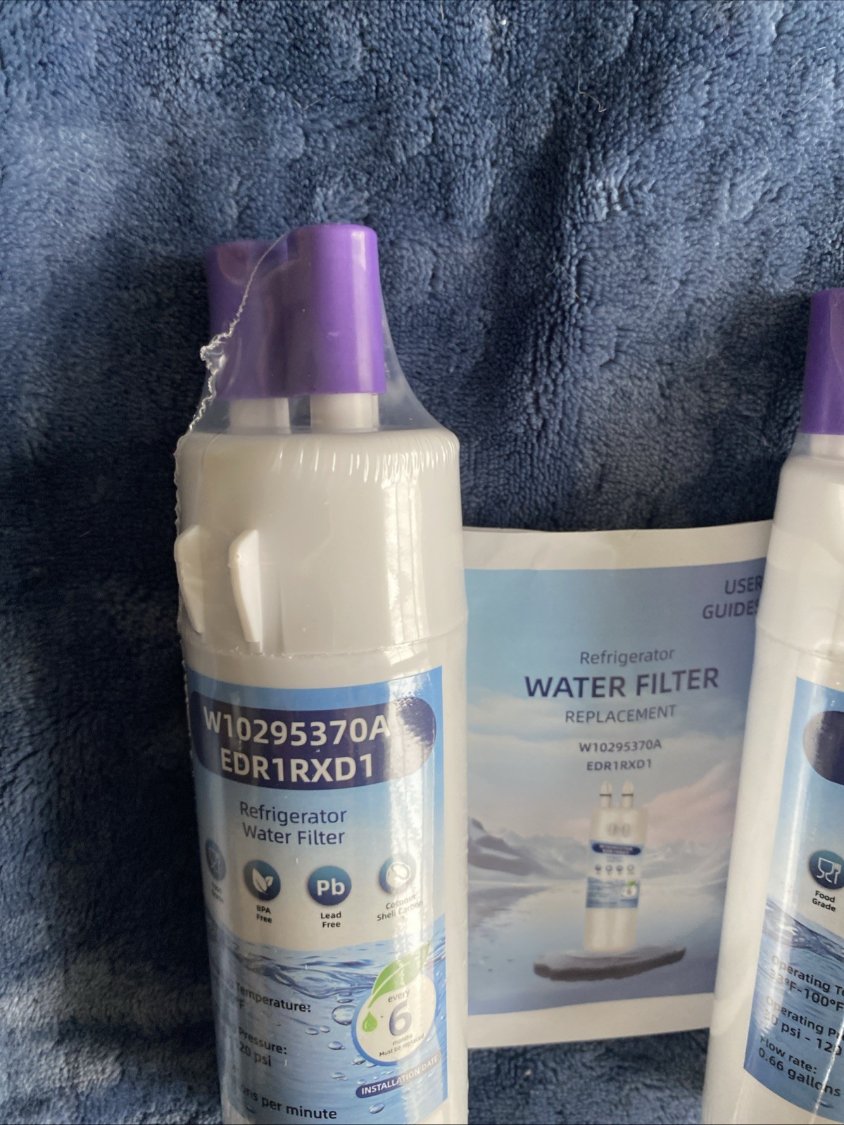 LOT OF 2 UNBRANDED NEW W10295370A EDR1RXD1 FRIDGE REPLACEMENT FILTERS