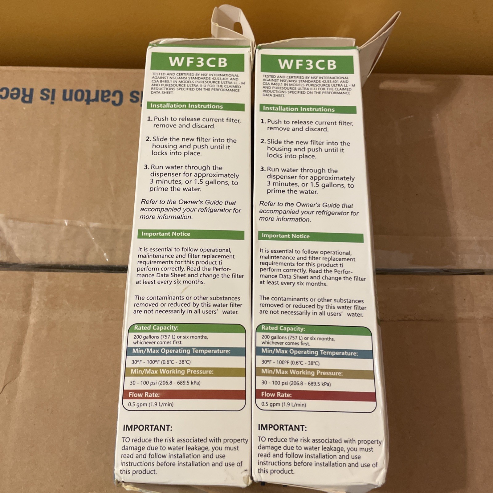 2pack WF3CB Refrigerator PureSource3 Water Filter Replacement For Frigidaire