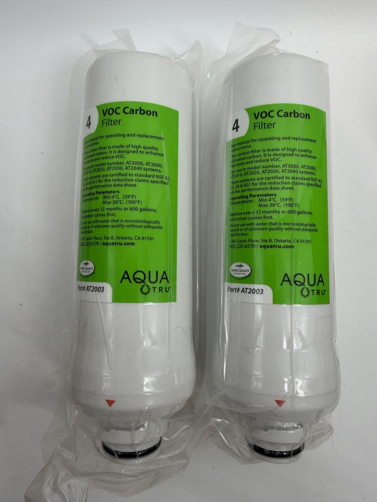 AquaTru VOC Carbon Filter Stage 4 Filter # AT2003 New Sealed In Box (Lot Of 2)