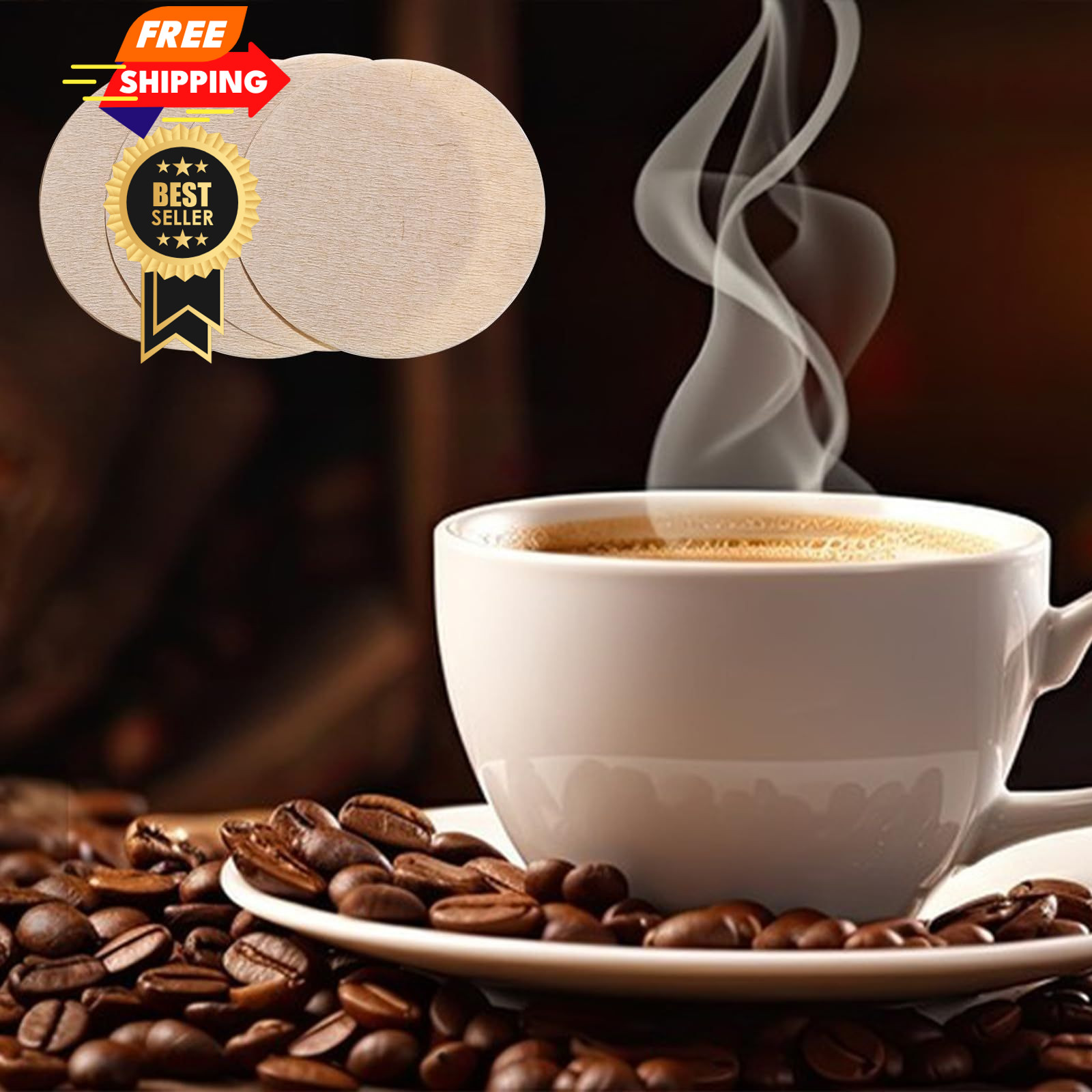 600Pcs Unbleached Coffee Filters, Replacement 64 mm/2.5 inch, 64MM/600Pcs