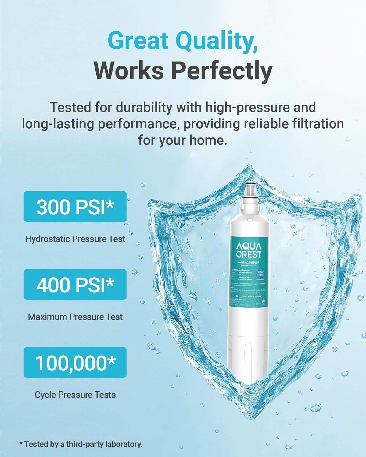 AQUA CREST F-1000, 4204490 Under Sink Water Filter, Replacement for F-1000 (3)