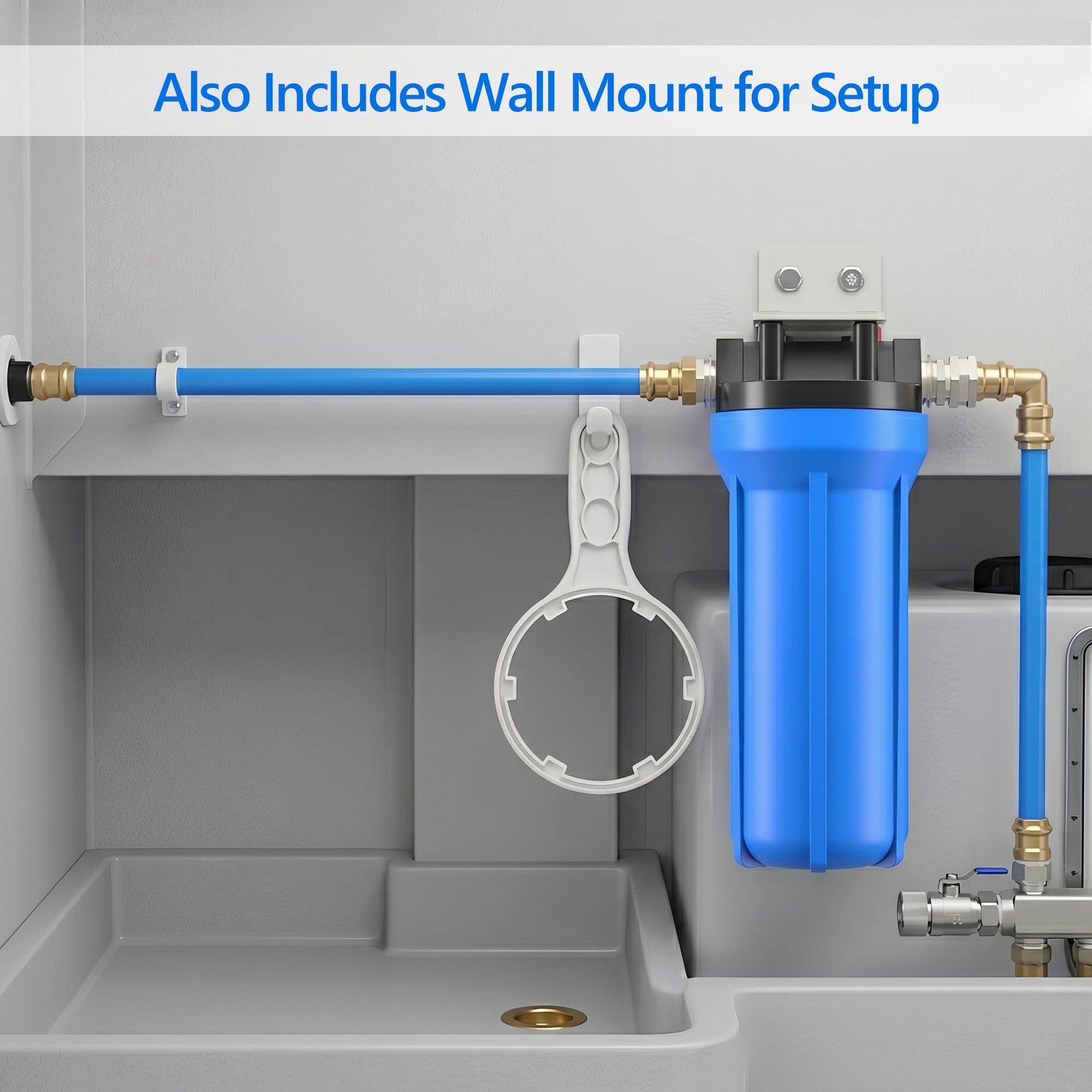 4-Layer RV Water Filter with Stand and 7,000 Gallons Capacity, 3/4″ GHT Metal…