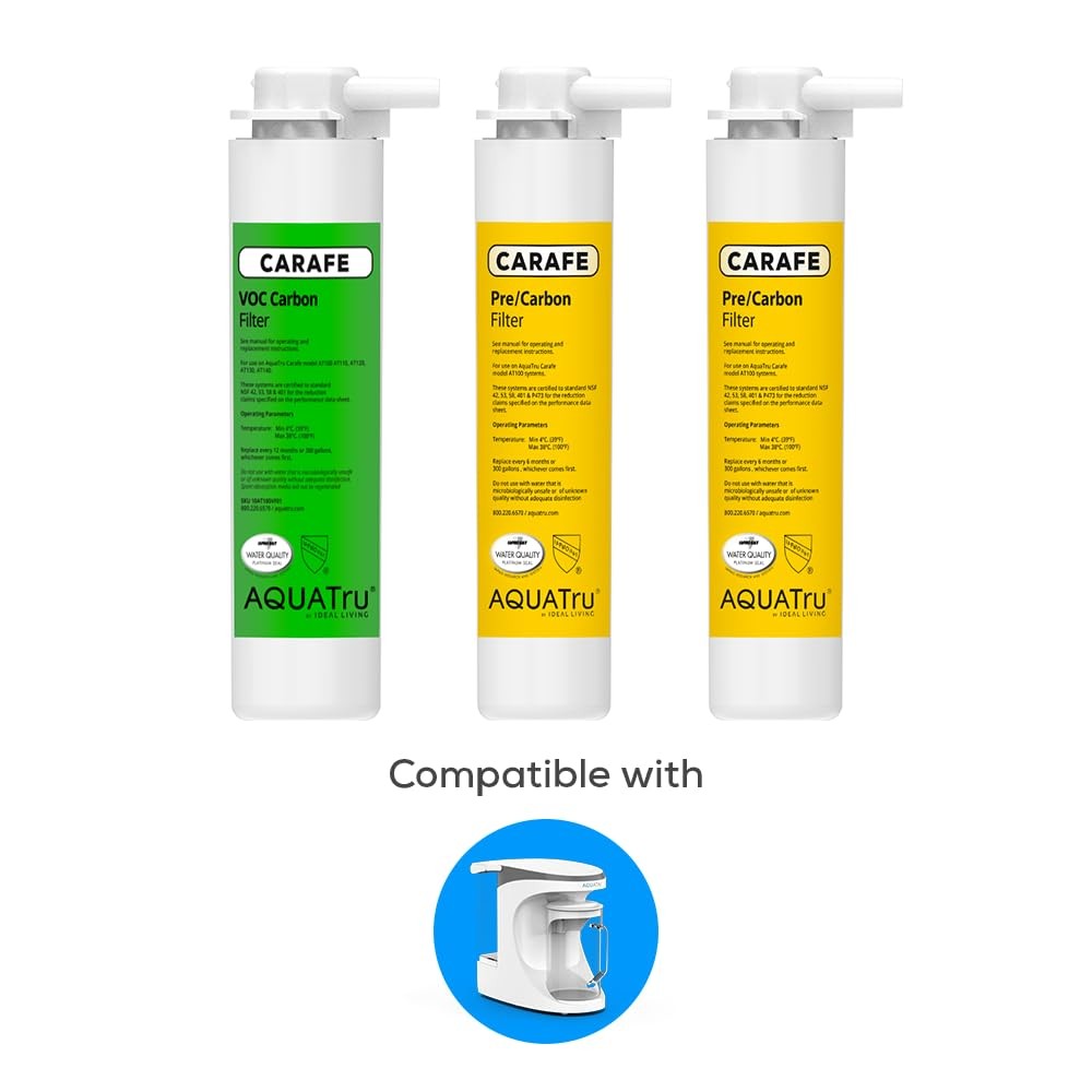 AquaTru One Year Carafe Filter Combo Pack Includes 1 Pre/Carbon Filter (Stages