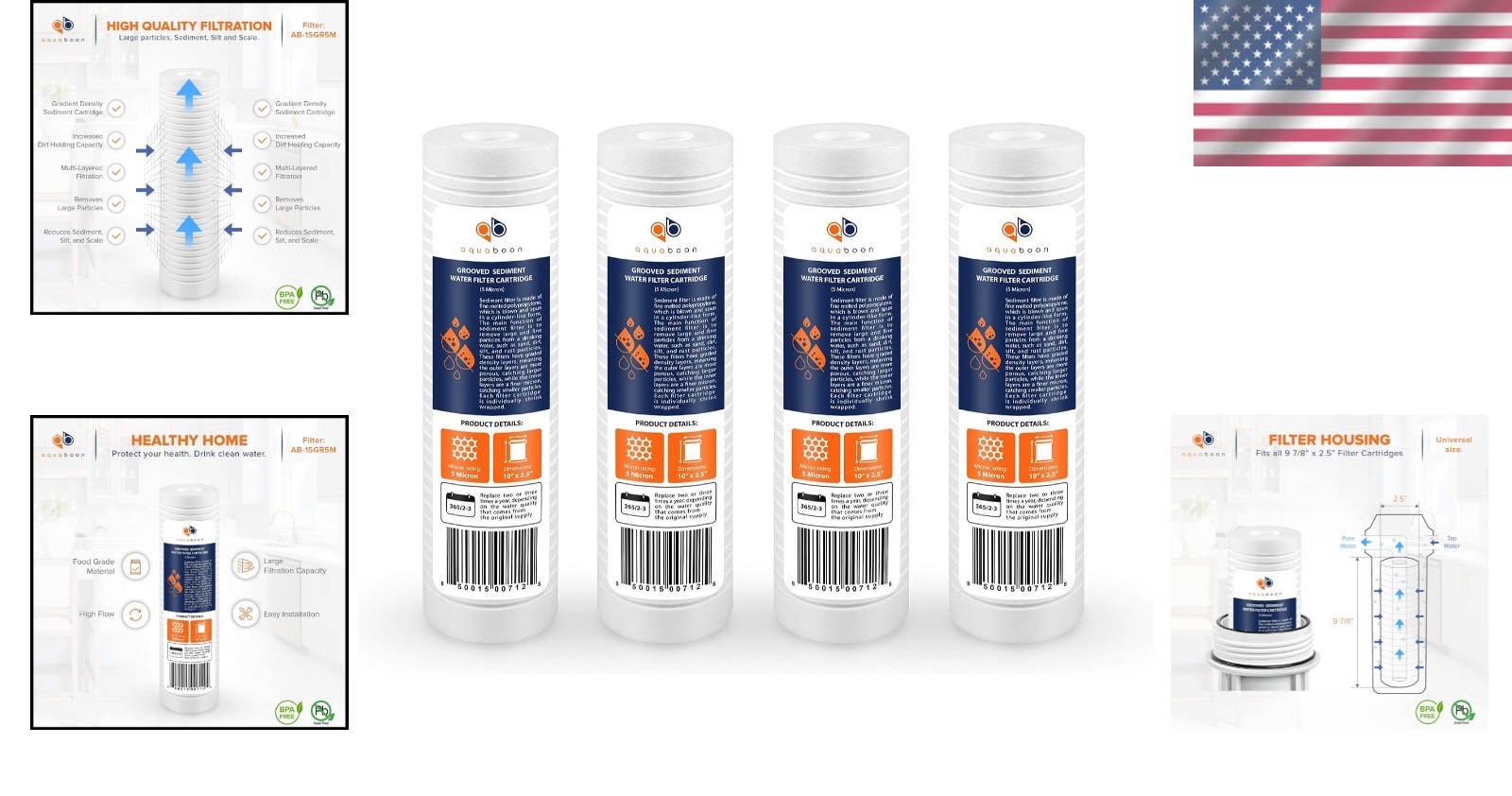 10×2.5 5 Micron Sediment Filter Cartridge in 4-Pack – Protect Your Water Quality