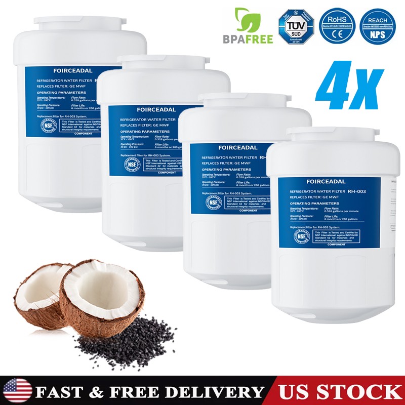4pcs For GE MWF 46-9991 MWFP BSS25JFRJWW Smartwater Fridge Water & Ice Filter