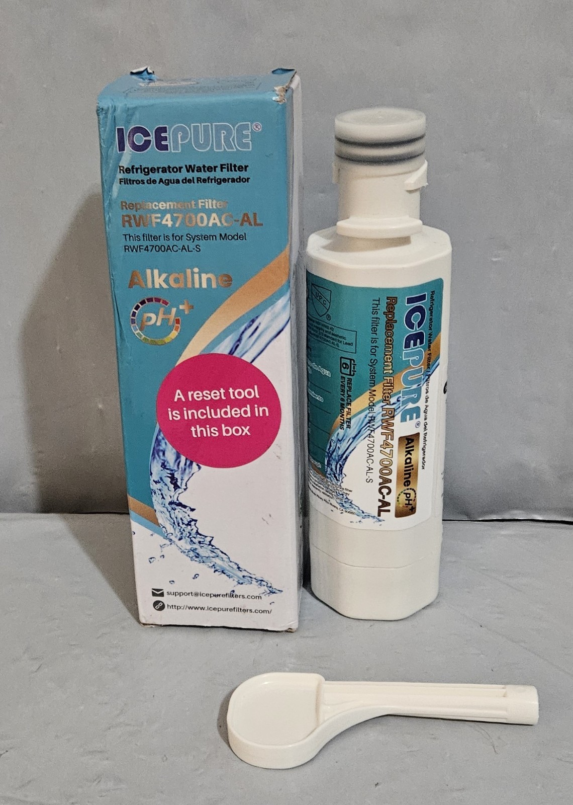 Ice Pure Refrigerator Water Replacement Filter RWF4700AC-AL Alkaline