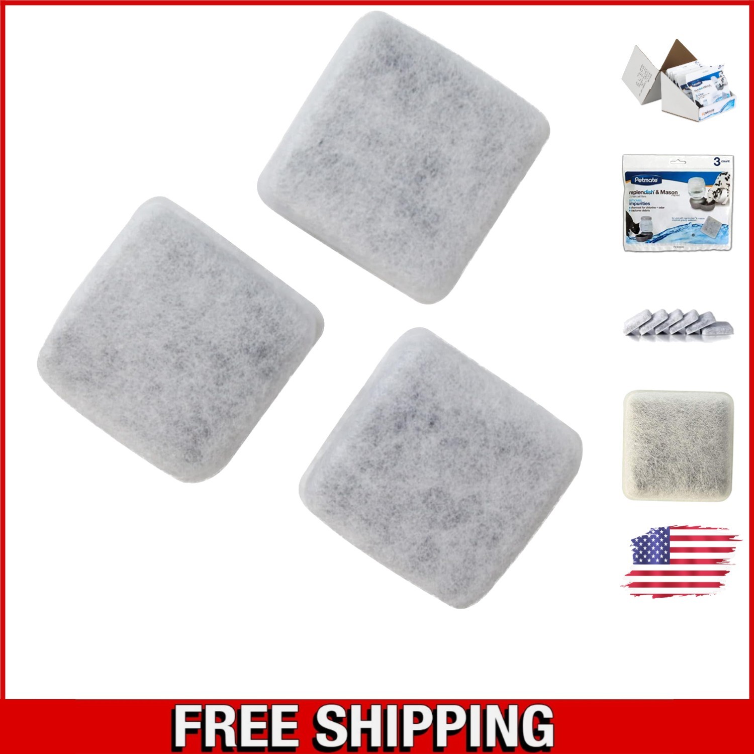 3 Count Replendish Charcoal Filters – Odor & Chlorine Control for Pet Waterers