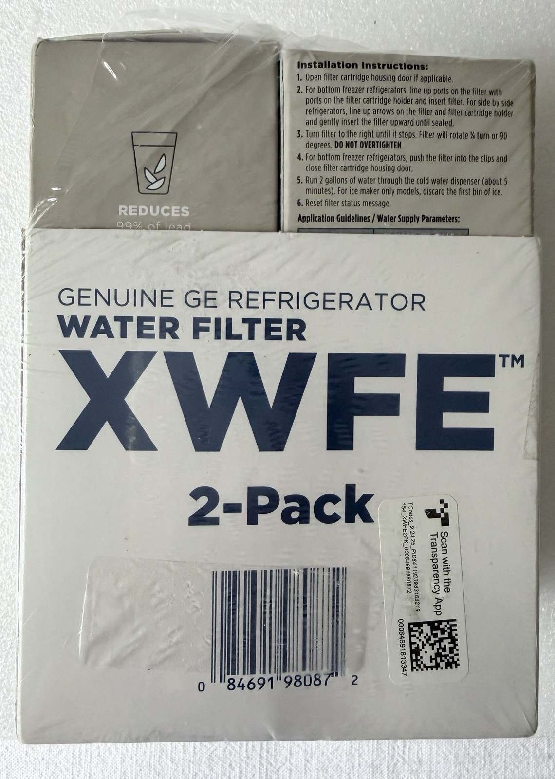 Genuine GE XWFE Refrigerator Water Filter PACK OF 2 New & Sealed Retail $110