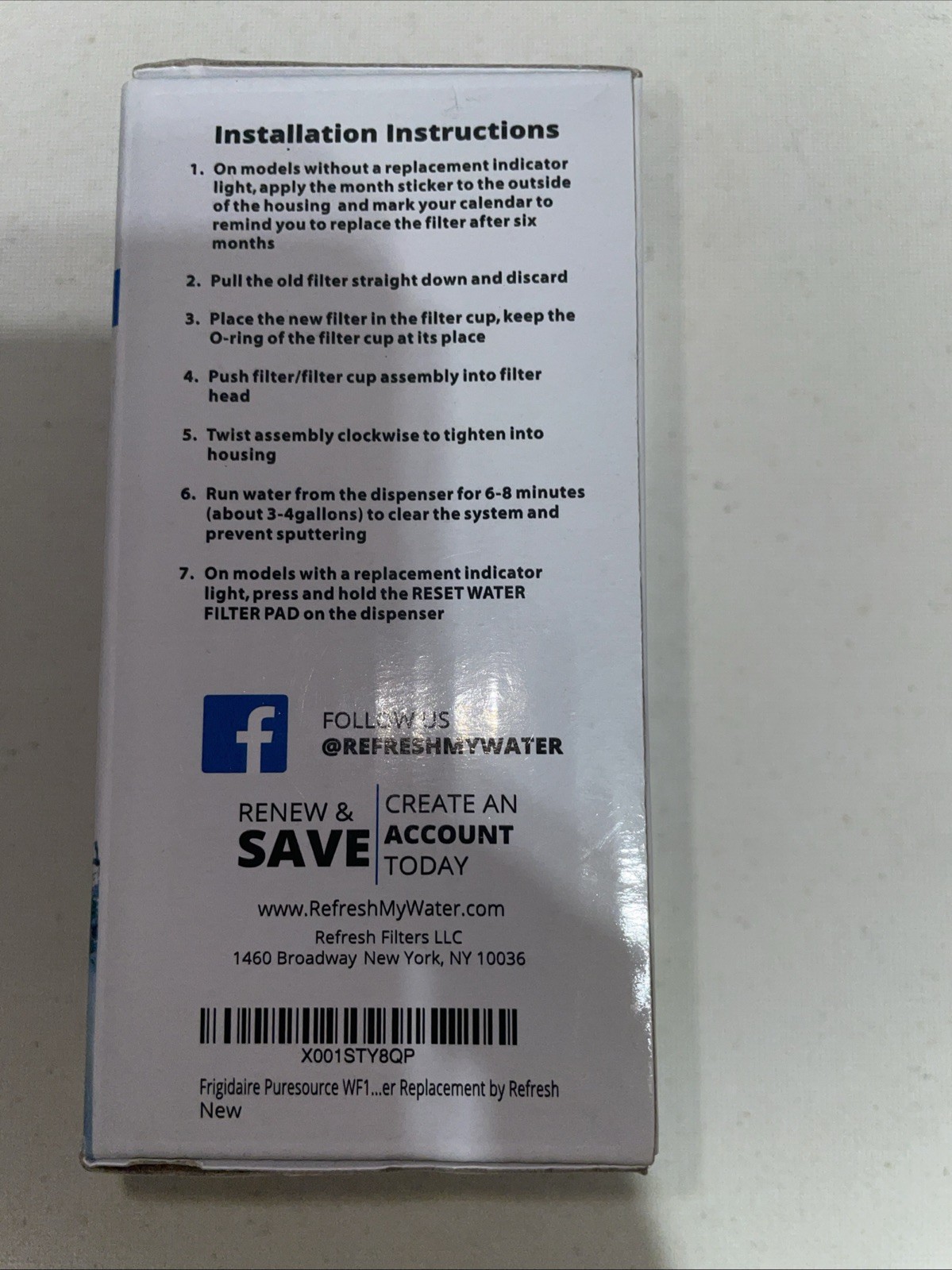 Refrigerator Water Filter Refresh R-9010 Frigidaire/ Kenmore Replacement New