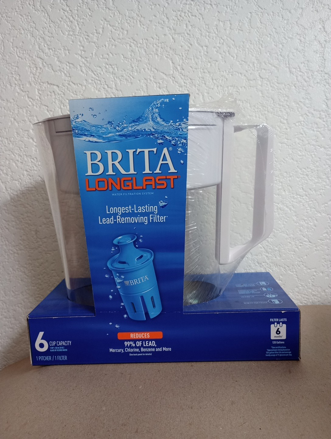 Brita Longlast Water Filtration System 6 Cups Lead Removing Filter New In Box