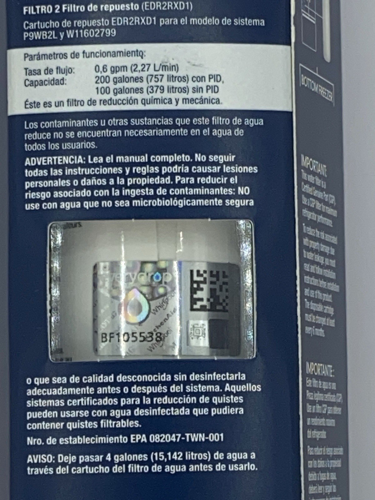 ED Filter 2 – Refrigerator Water & Ice – Genuine OEM Replacement