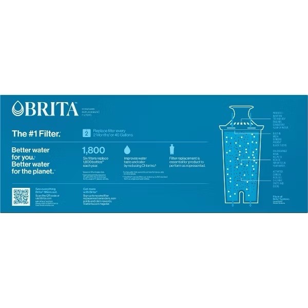 Brita Replacement Water Filters for Brita Water Pitchers and Dispensers – 6ct