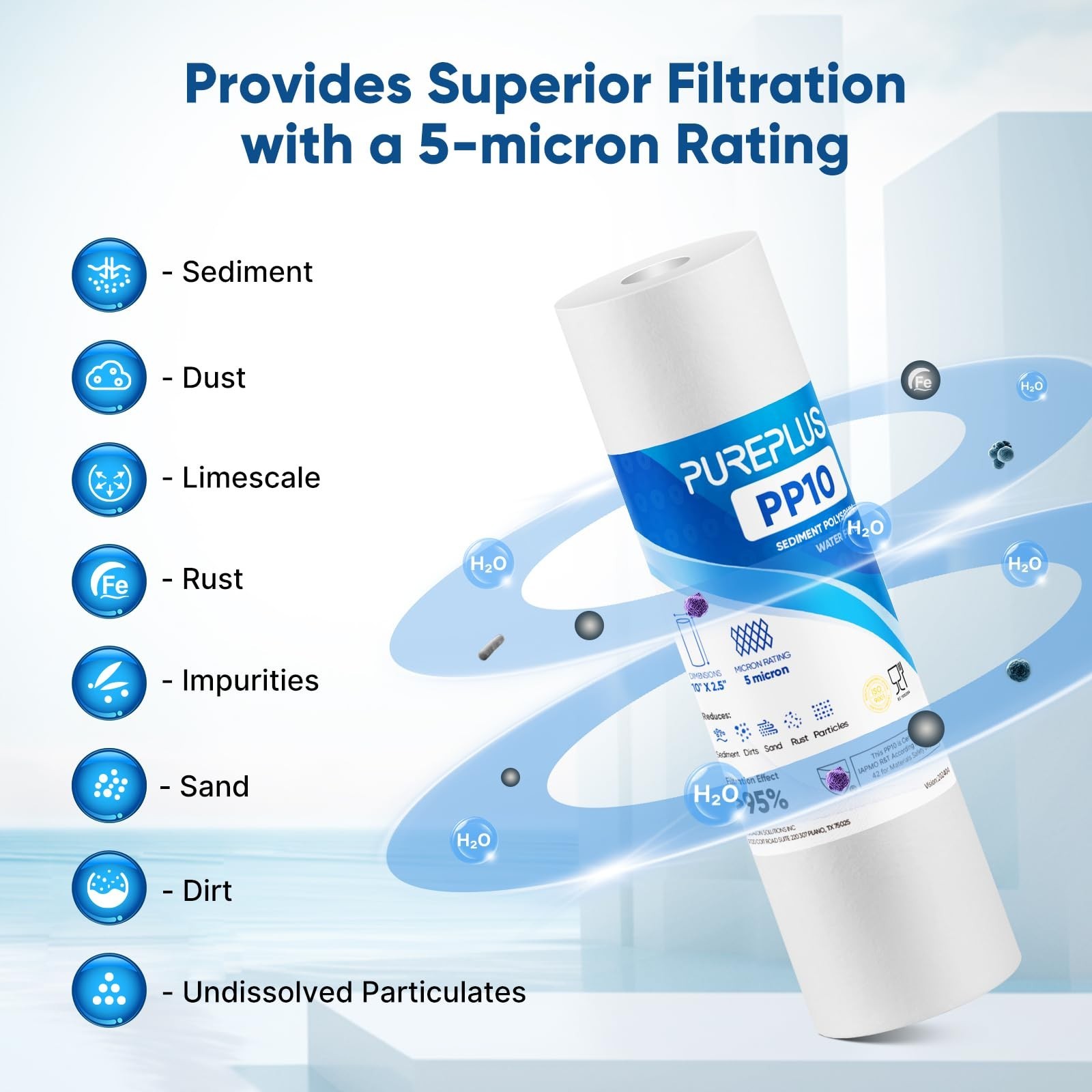 10″ x 2.5″ RV Water Filter Replacement Combo Pack – 1 Micron Carbon & 5 Micron S