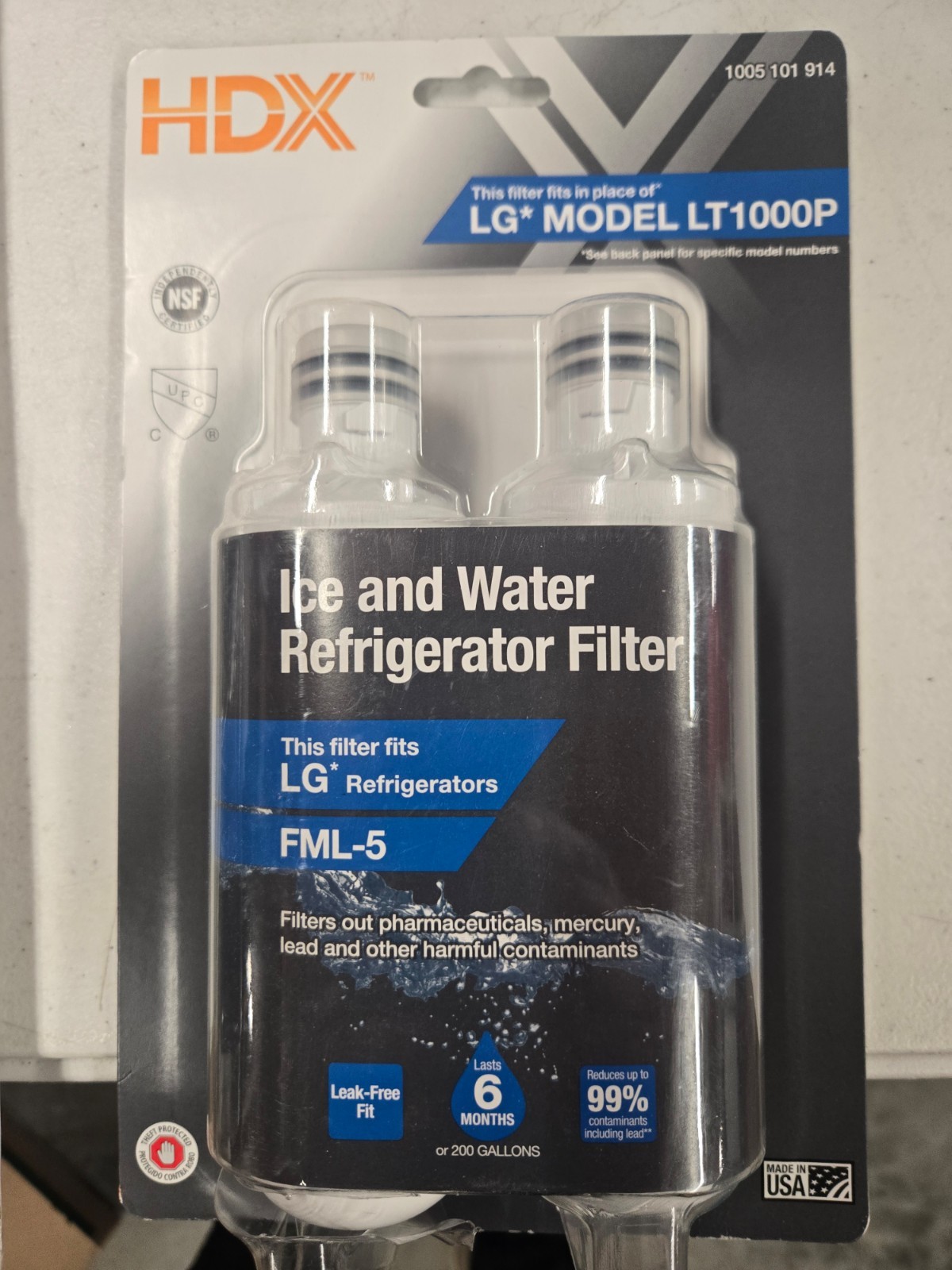 HDX FML-5 Refrigerator Water Filter Replacement for LG Model LT1000P (2-Pack)