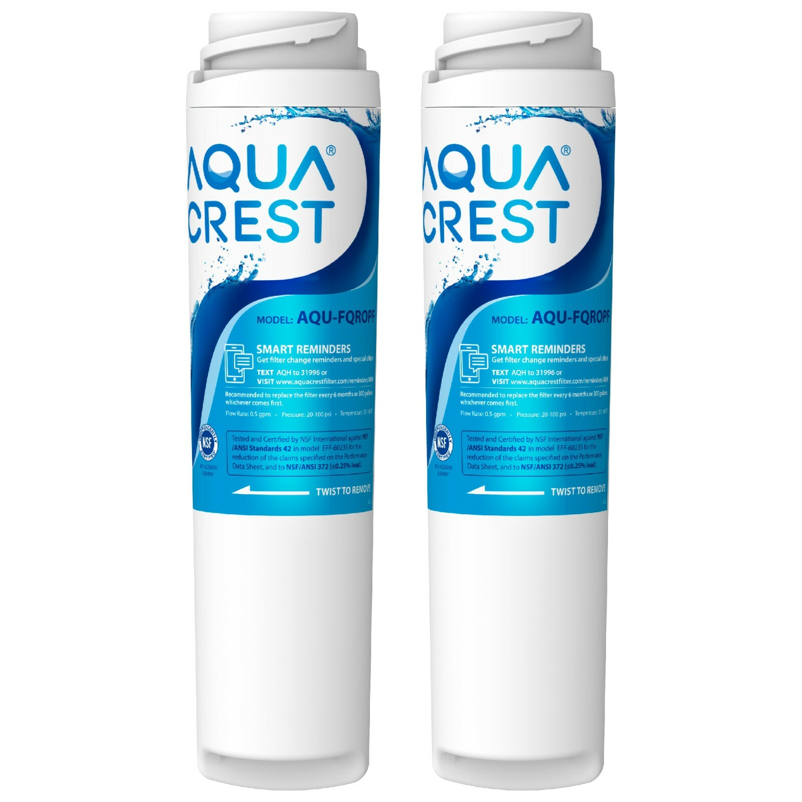 2 Packs AQUA CREST FQROPF Under Sink Water Filter, Replacement for GE FQROPF