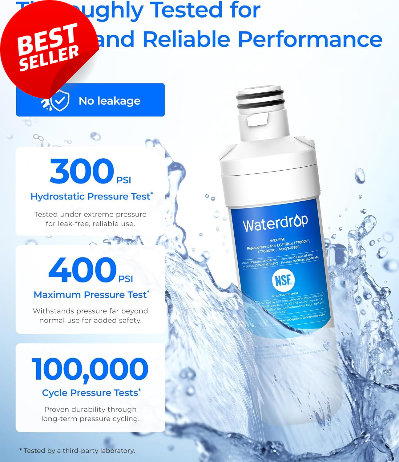 LT1000PC Refrigerator Water Filter NSF Certified Replacement for LG LT1000P