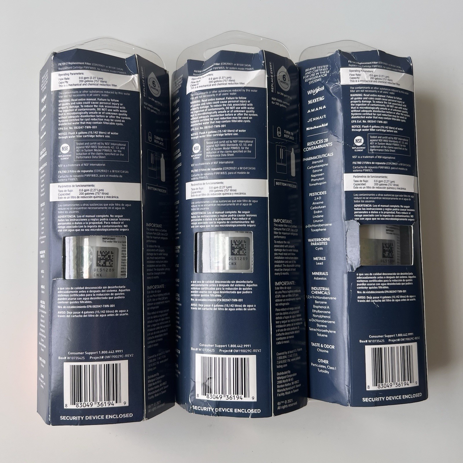 Lot of 3 EVERYDROP # 2 Refrigerator Ice & Water Filter ΕDR2RXD1 every drop