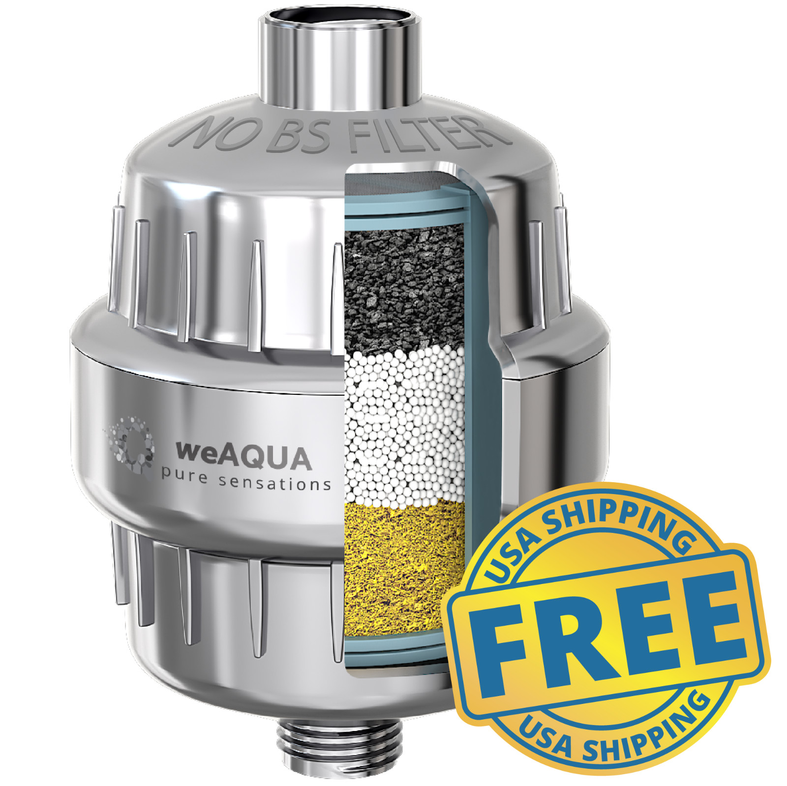 weAQUA Heavy Duty NO BS Shower Filter – 99% Removal for Hard Water, Chlorine