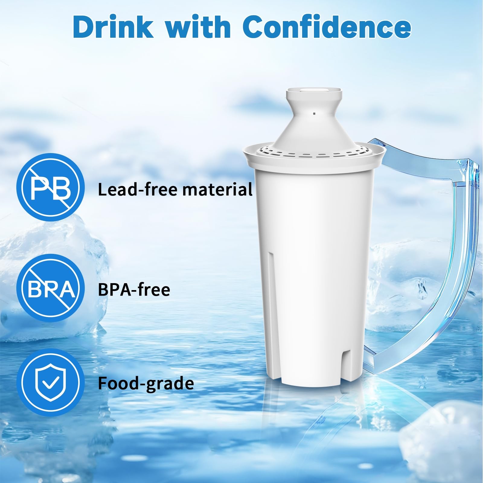 Water Filter Replacement 40 Gallon 6 Count NSF Certified BPAFree for Water Pitc