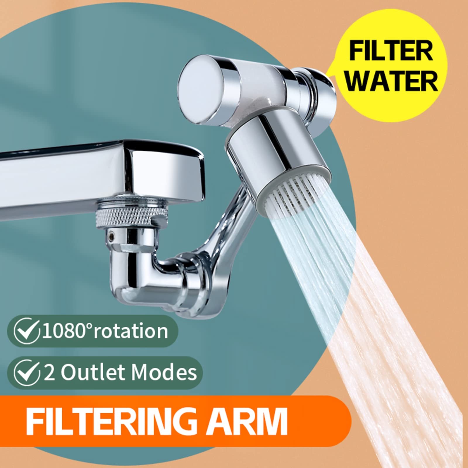 1080° Rotating Filter Faucet Extender,PP Cotton Filter Faucet, Universal Spla…