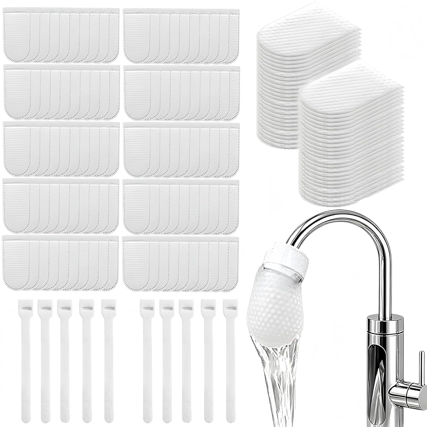 100PCS Cotton Filter Bag For Faucet, DIY Faucet Filter Cotton Bags Water Filters