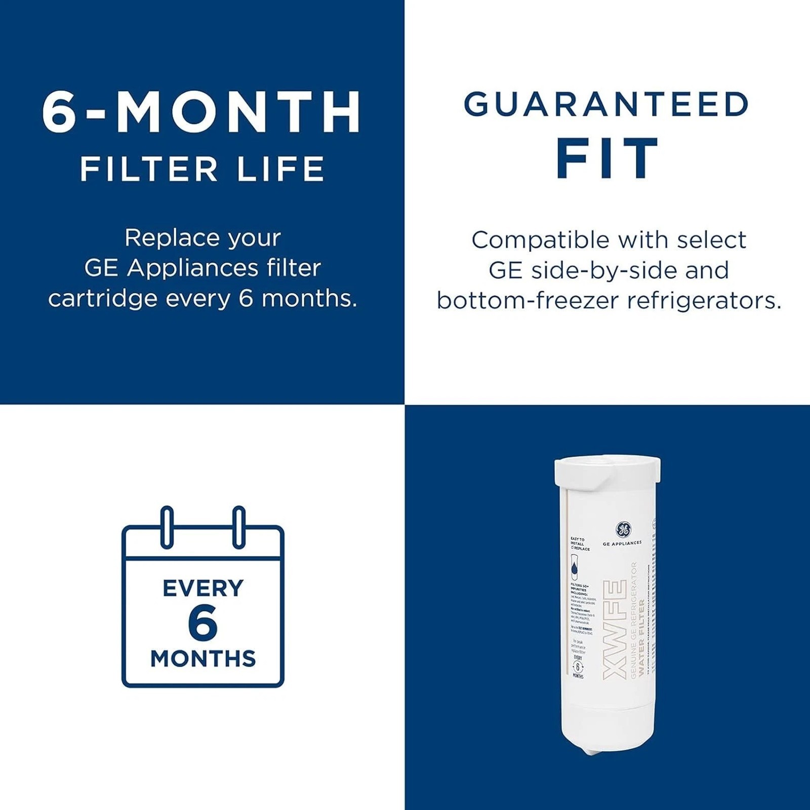 (3 Pack) Genuine GE XWFE Refrigerator Water Filter OEM Replacement XWF WITH CHIP