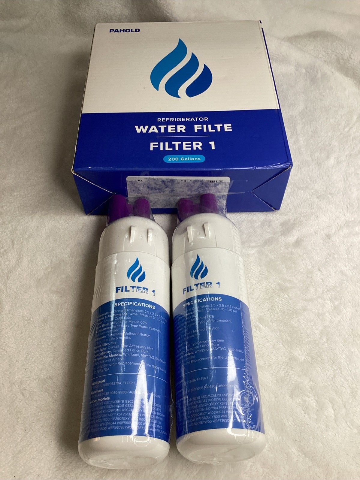 2 Pack D FILTERS HD1 Replacement Refrigerator Filters W10295370A EDR1RXD1 PAHOLD