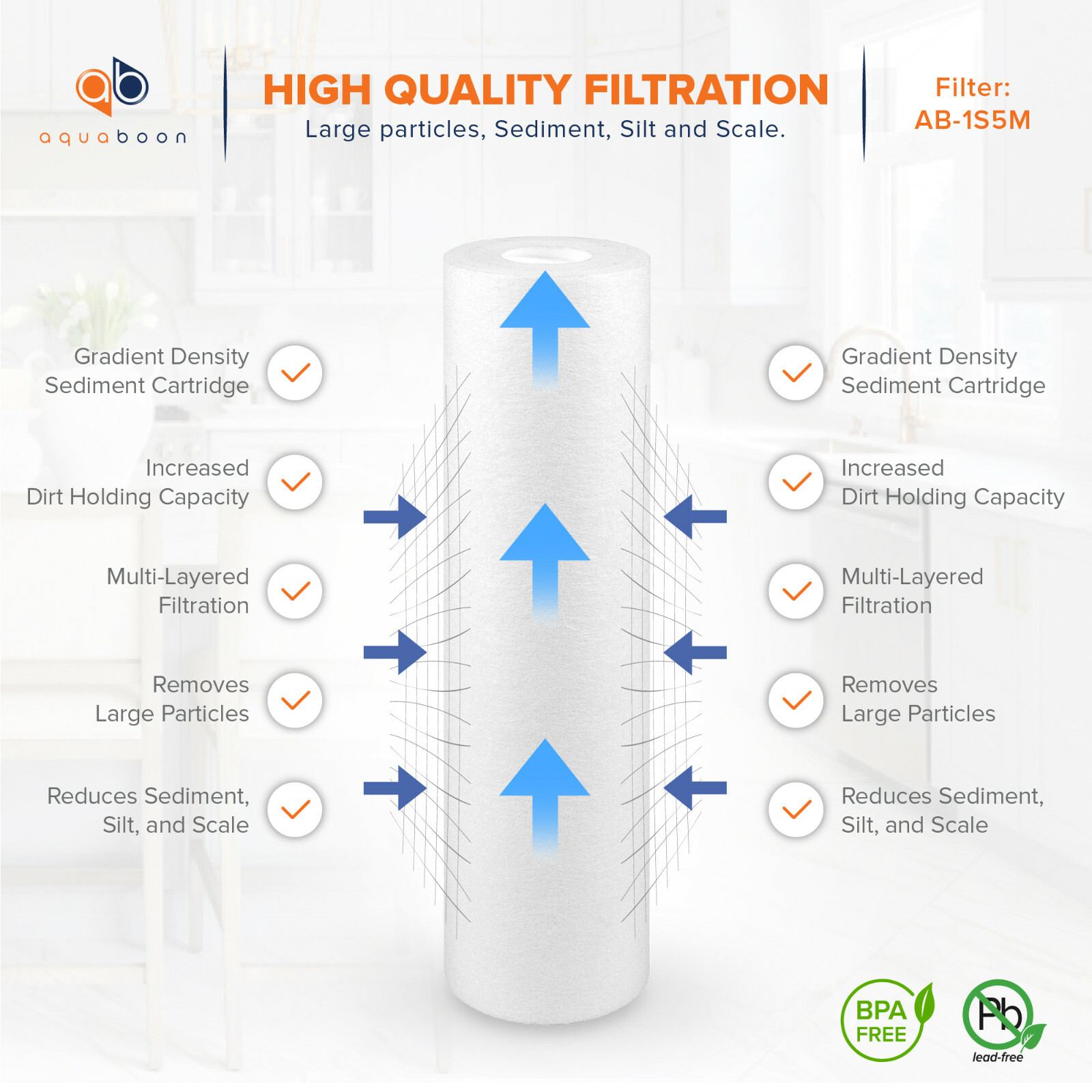 25-PACK 5 Mic Sediment Water Filter Cartridges Standard Size 10×2.5″ by Aquaboon