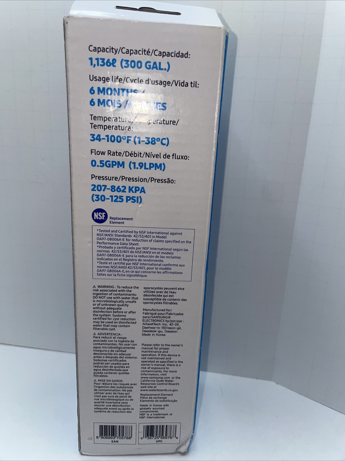 Samsung Genuine Filter For Refrigerator Water & Ice, DA29-00020B, HAF-CIN/EXP