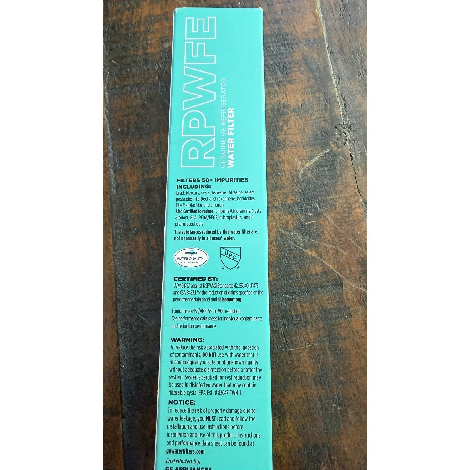 GE RPWFE Refrigerator Water Filter Genuine Blue White French Door Replacement