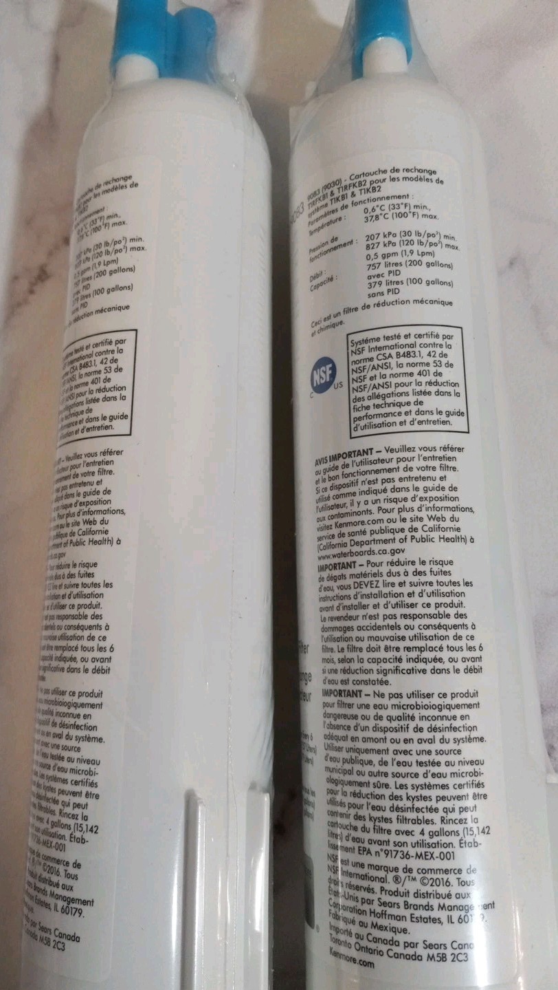 Kenmore Replacement Refrigerator Water Filters 460-9083 New Lot Of 2(1 w/o Box)