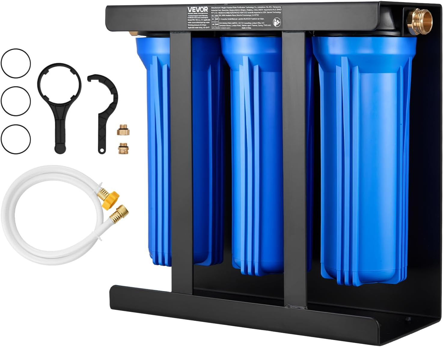RV Water Filter with Bracket, 3-Cartridge 2.5 X 10 in Water Filter System for Rv