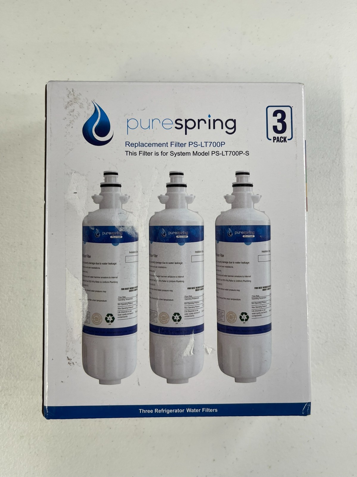 Pure Spring Filter PS-LT700P 3 Pack New and Sealed