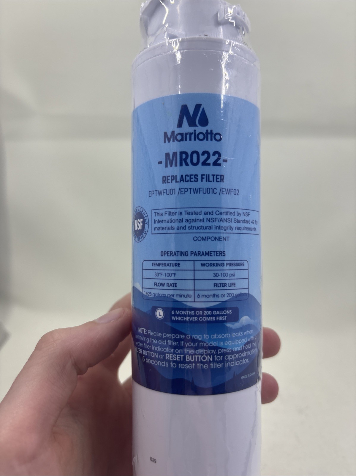 Marriotto MR022 Replacement Water Filter -New Sealed