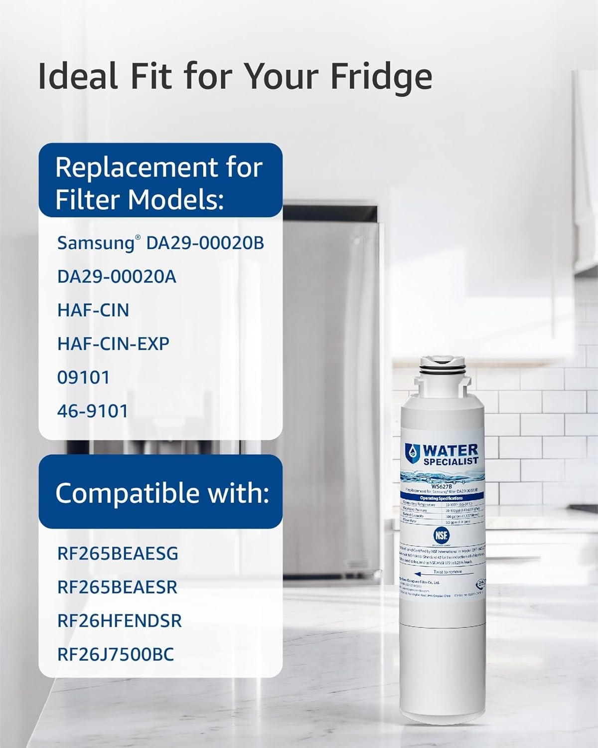Waterspecialist WS627B Refrigerator Water Filter 3-Pack Samsung DA29-00020B