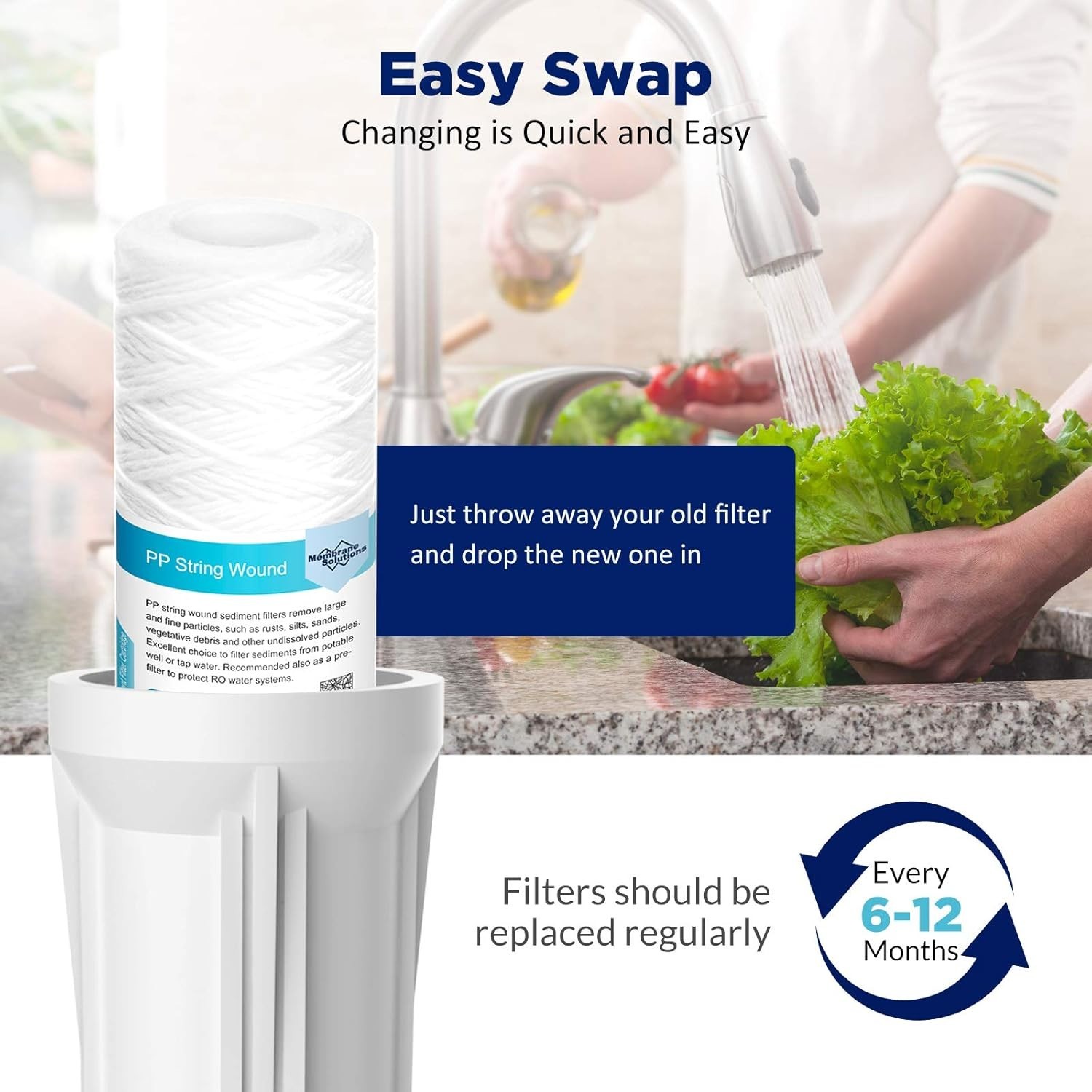 Universal 5-Micron Sediment Filter Cartridges – 6 Pack for Home Water Systems